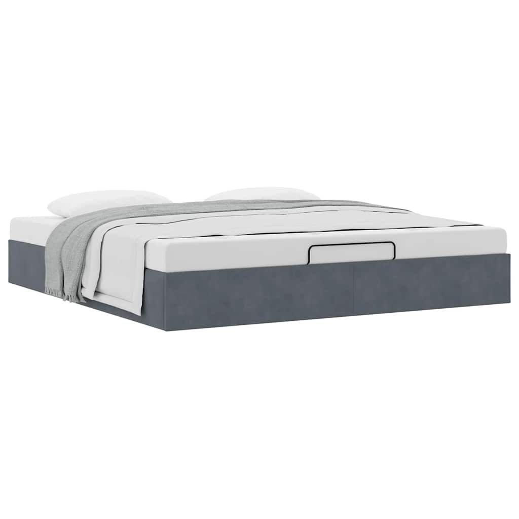 vidaXL Lit coffre sans matelas Gris foncé 200x200 cm Velours