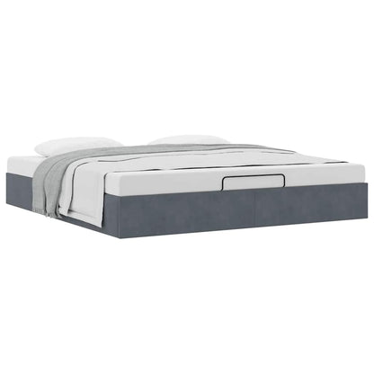 vidaXL Lit coffre sans matelas Gris foncé 200x200 cm Velours