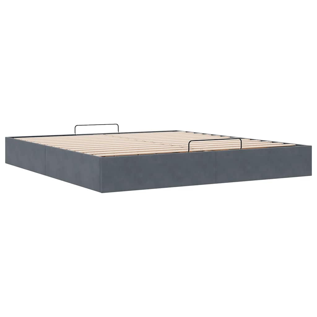 vidaXL Lit coffre sans matelas Gris foncé 200x200 cm Velours