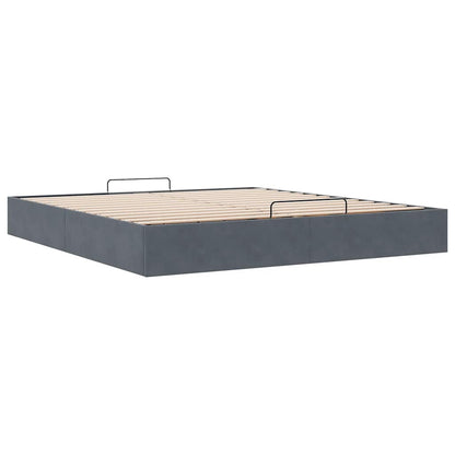 vidaXL Lit coffre sans matelas Gris foncé 200x200 cm Velours