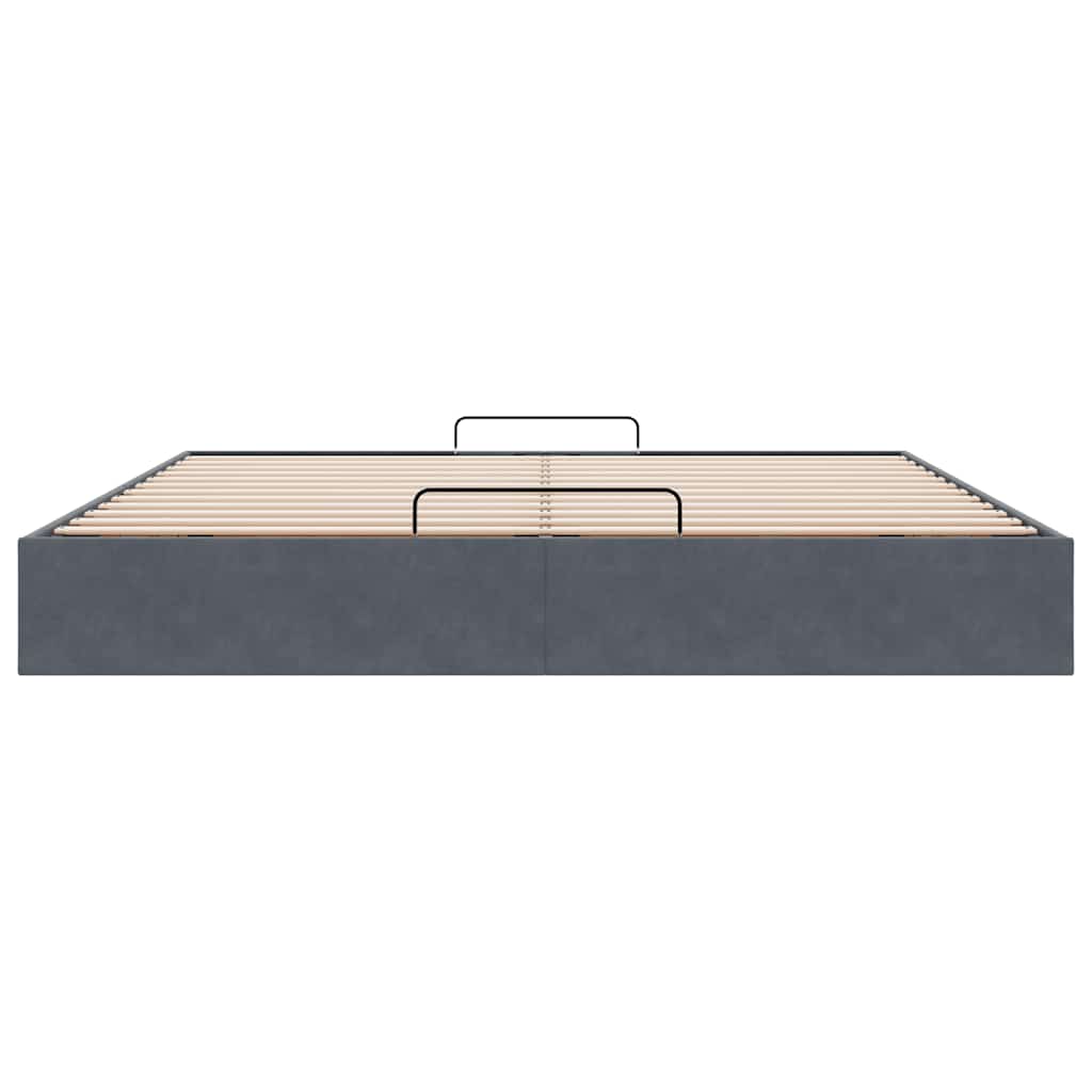 vidaXL Lit coffre sans matelas Gris foncé 200x200 cm Velours