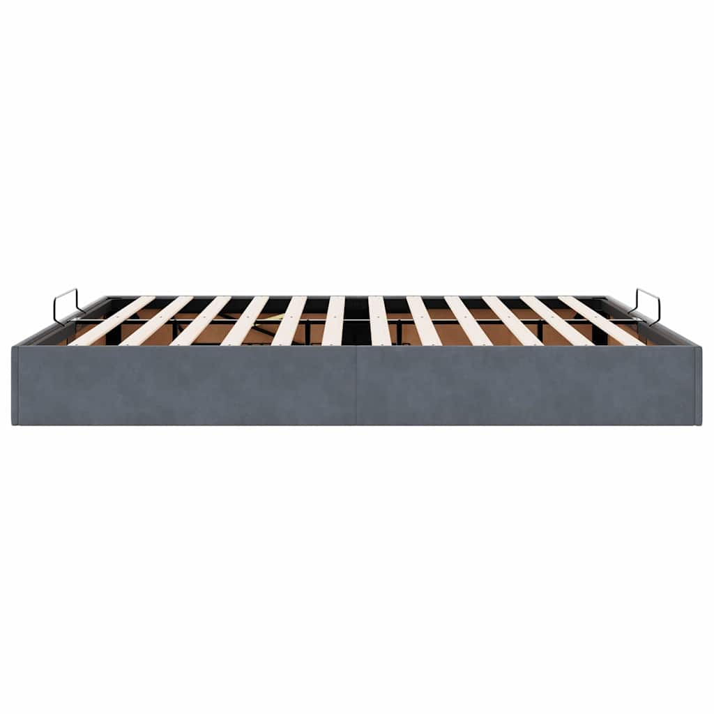 vidaXL Lit coffre sans matelas Gris foncé 200x200 cm Velours