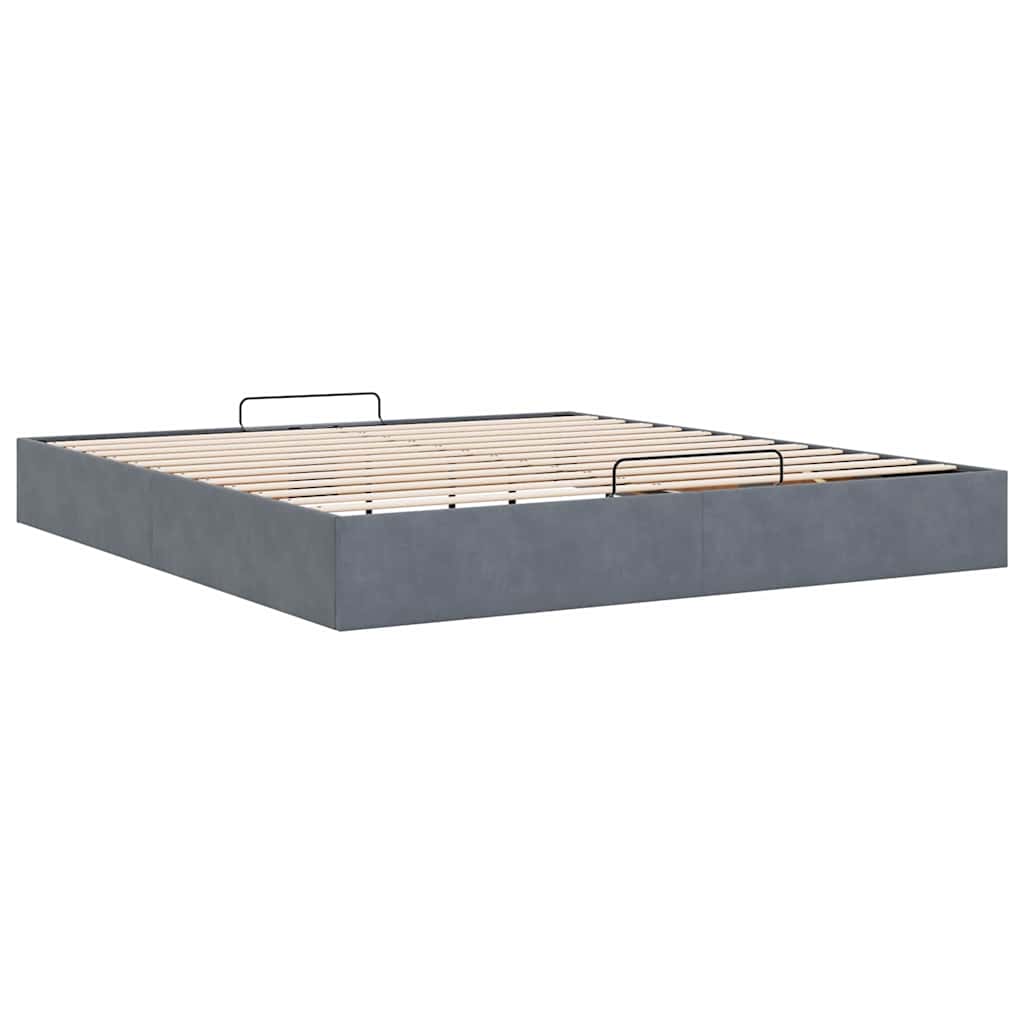 vidaXL Lit coffre sans matelas Gris foncé 200x200 cm Velours