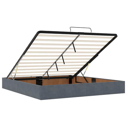 vidaXL Lit coffre sans matelas Gris foncé 200x200 cm Velours