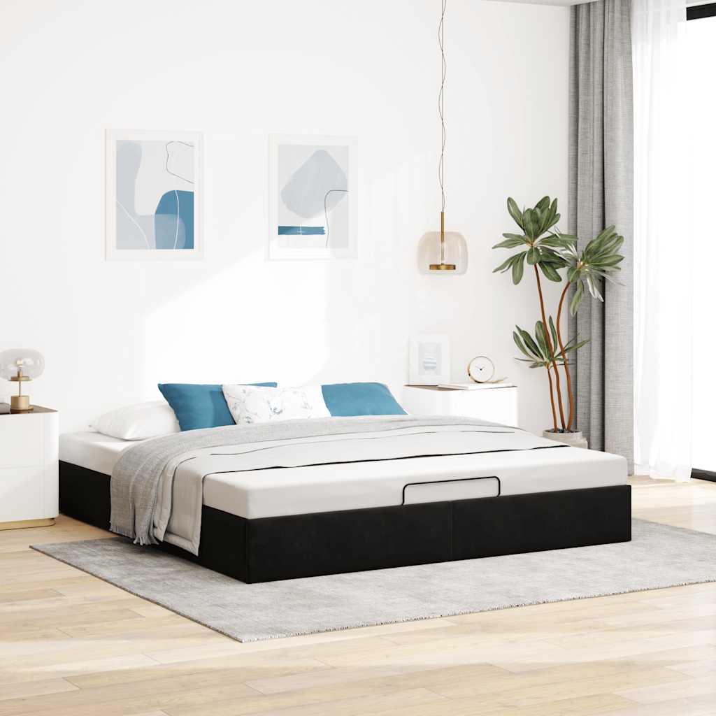 vidaXL Ottoman-Bett ohne Matratze Schwarz 200x200 cm Samt