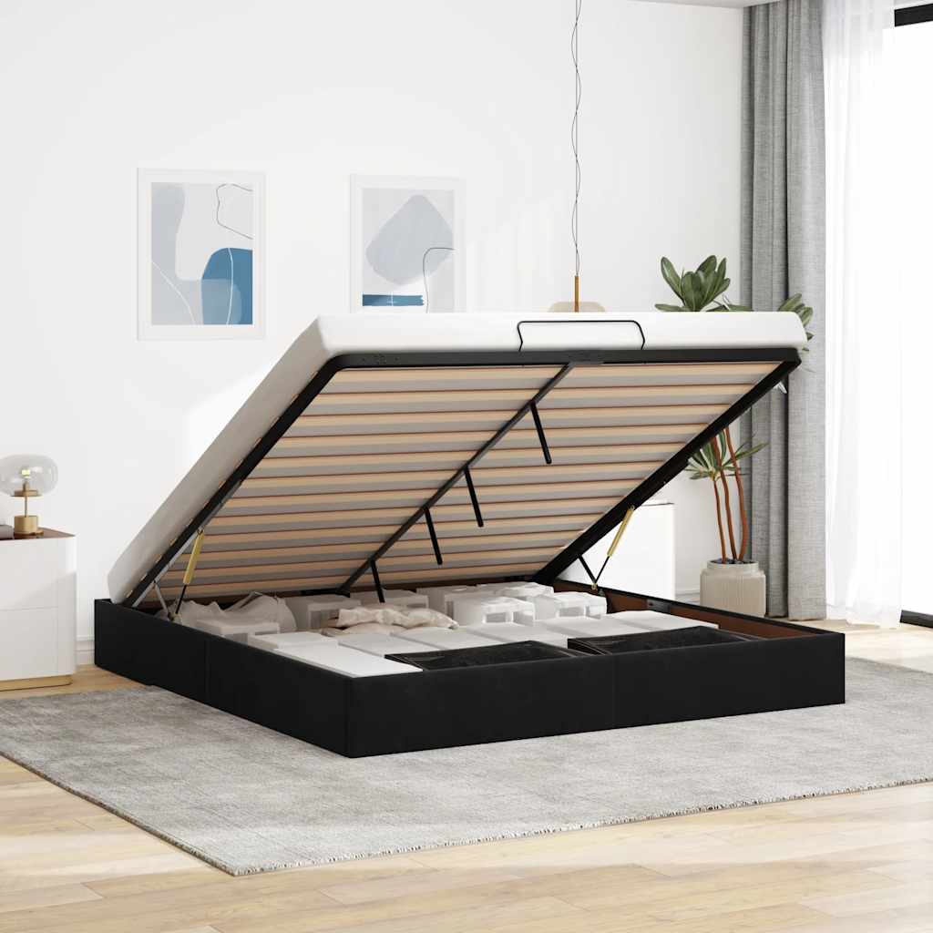 vidaXL Ottoman-Bett ohne Matratze Schwarz 200x200 cm Samt