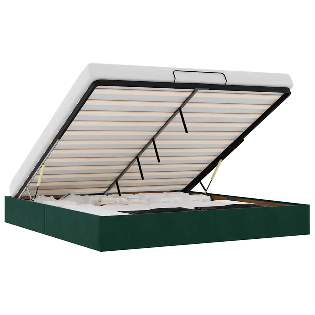 Ottoman-Bett ohne Matratze Dunkelgrün 200x200 cm Samt