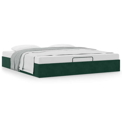 vidaXL Lit coffre sans matelas Vert foncé 200x200 cm Velours
