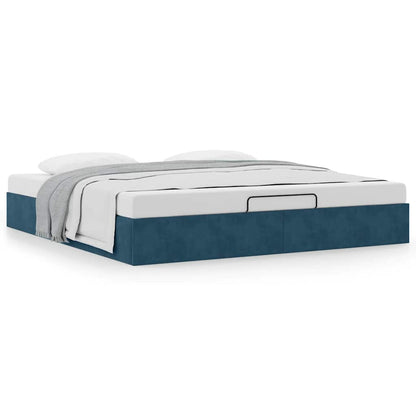 vidaXL Lit ottoman sans matelas Bleu foncé 200x200 cm Velours