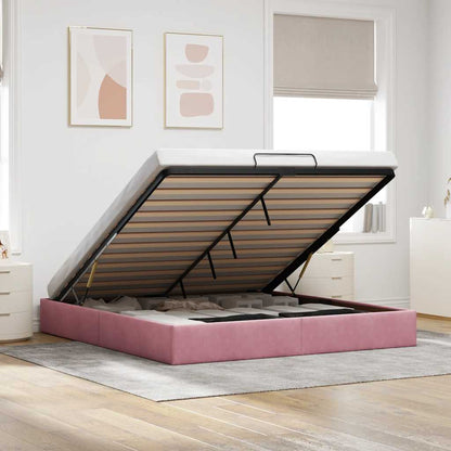 vidaXL Ottoman-Bett ohne Matratze Rosa 200x200 cm Samt