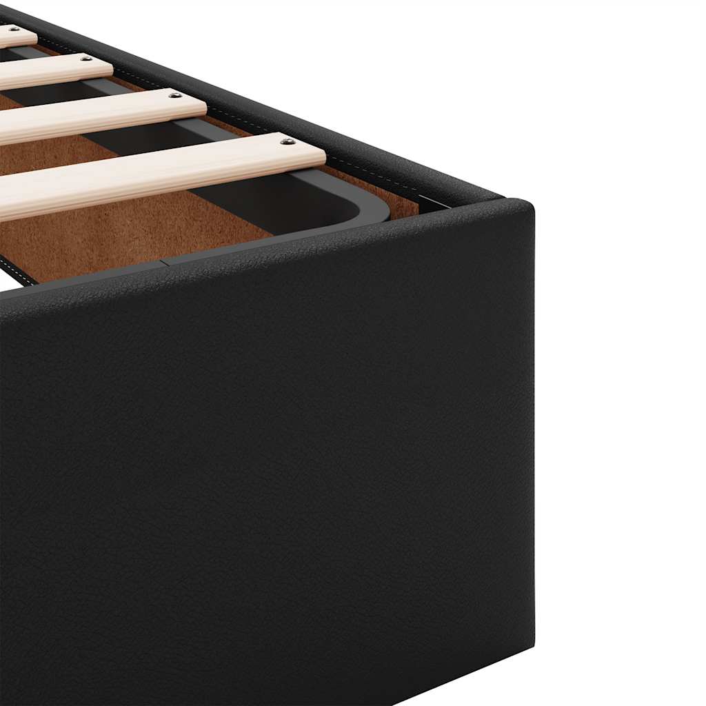 vidaXL Ottoman-Bett mit Matratze Schwarz 80x200 cm Kunstleder