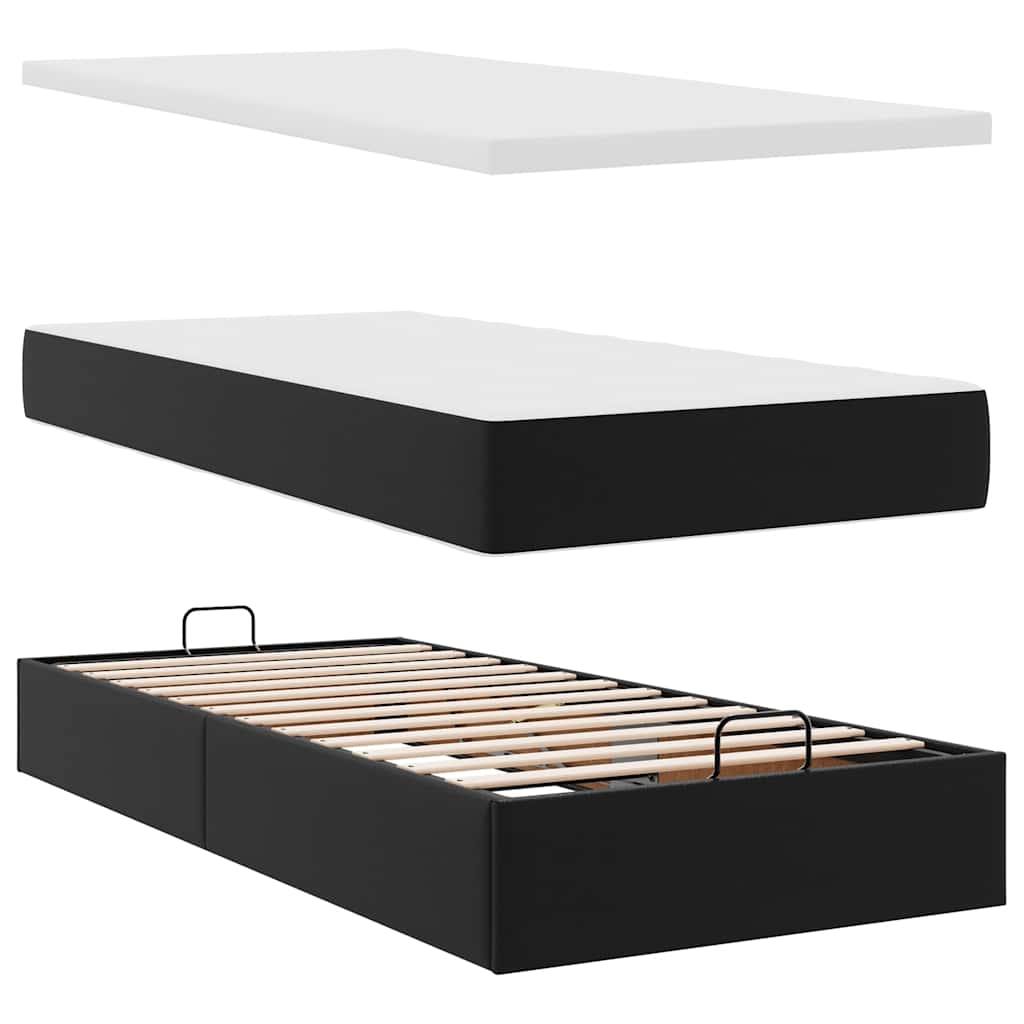 vidaXL Ottoman-Bett mit Matratze Schwarz 80x200 cm Kunstleder