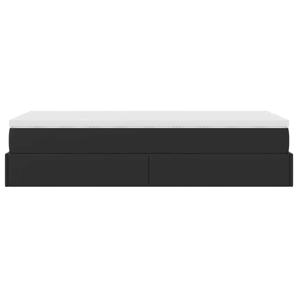 vidaXL Ottoman-Bett mit Matratze Schwarz 80x200 cm Kunstleder