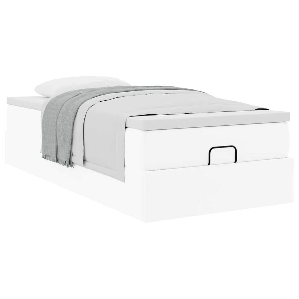 vidaXL Ottoman-Bett mit Matratze Weiß 80x200 cm Kunstleder