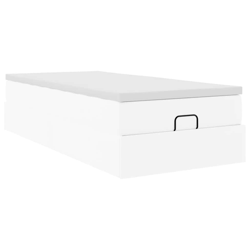 vidaXL Ottoman-Bett mit Matratze Weiß 80x200 cm Kunstleder