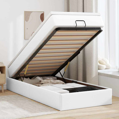 vidaXL Ottoman-Bett mit Matratze Weiß 80x200 cm Kunstleder