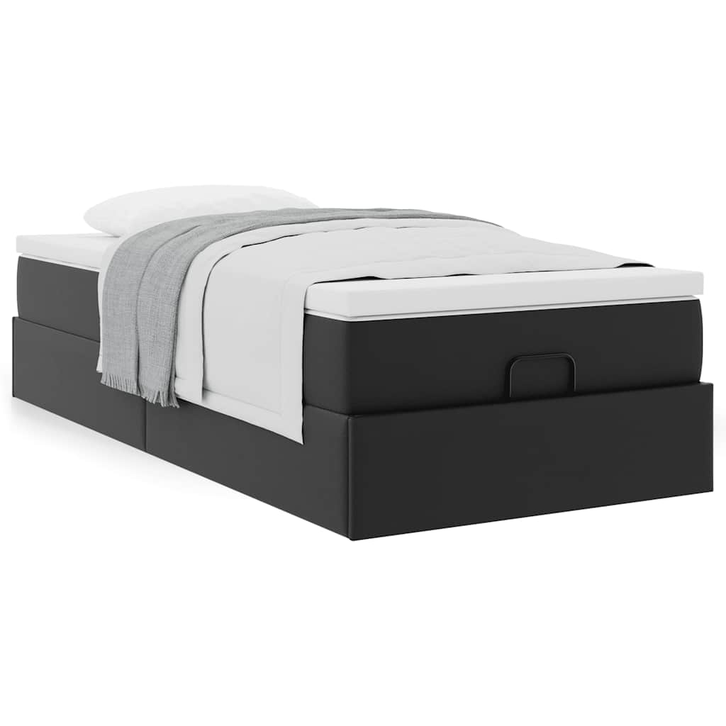 vidaXL Ottoman-Bett mit Matratze Schwarz 90x190 cm Kunstleder