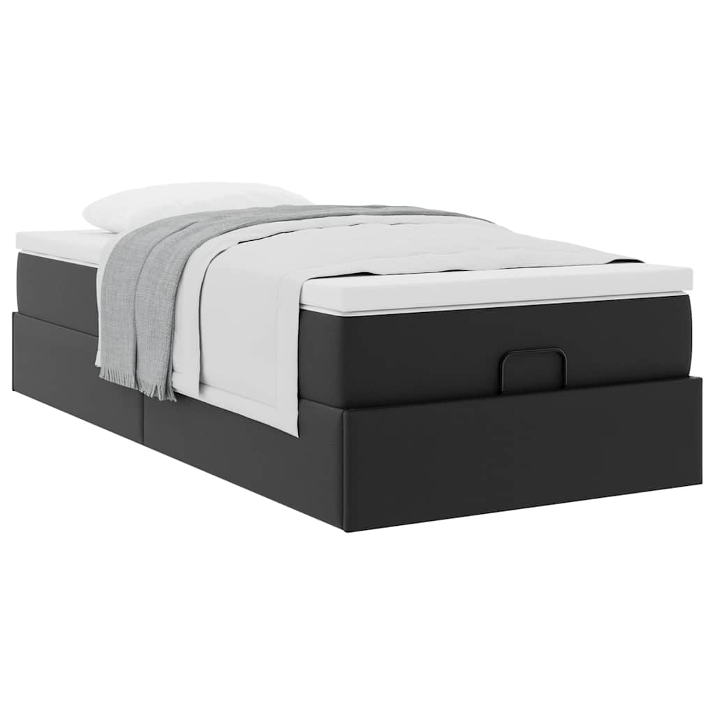vidaXL Ottoman-Bett mit Matratze Schwarz 90x190 cm Kunstleder