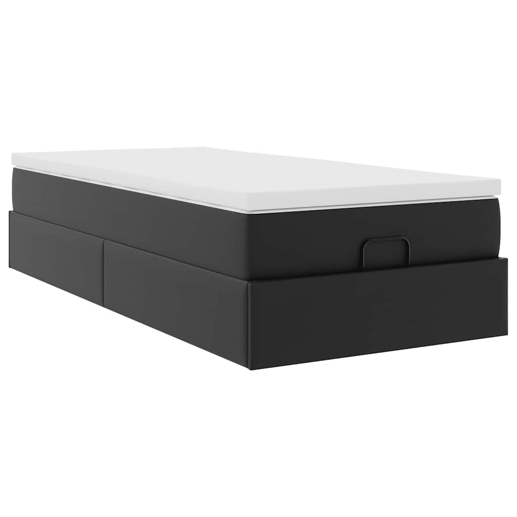 vidaXL Ottoman-Bett mit Matratze Schwarz 90x190 cm Kunstleder