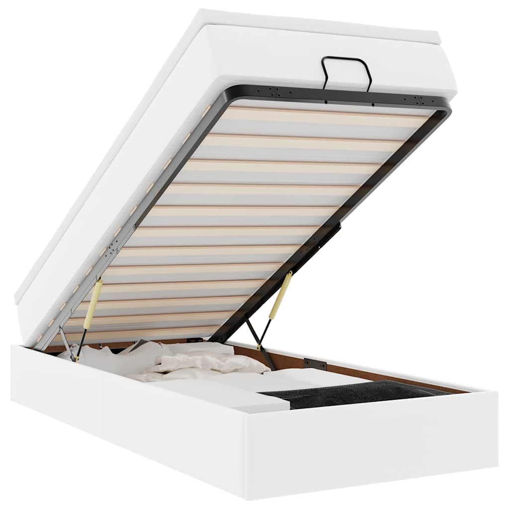 Ottoman-Bett mit Matratze Weiß 90x190 cm Kunstleder