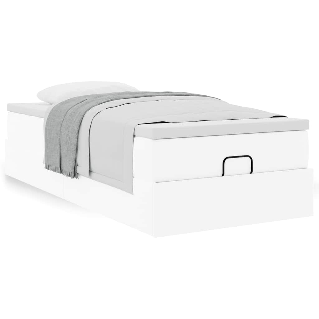 vidaXL Lit-coffre avec matelas Blanc 90x190 cm Similicuir