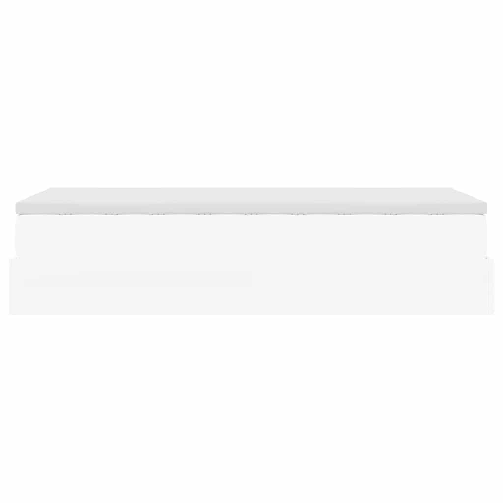 Ottoman-Bett mit Matratze Weiß 90x190 cm Kunstleder