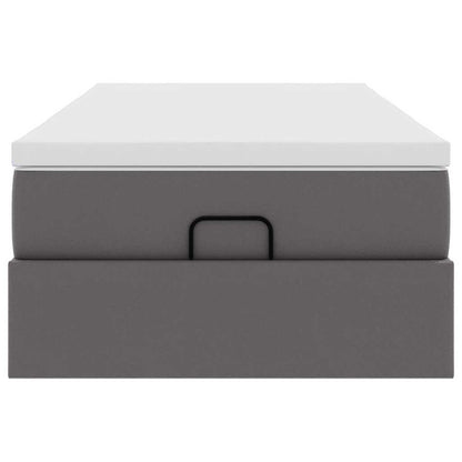 Ottoman-Bett mit Matratze Grau 90x190 cm Kunstleder