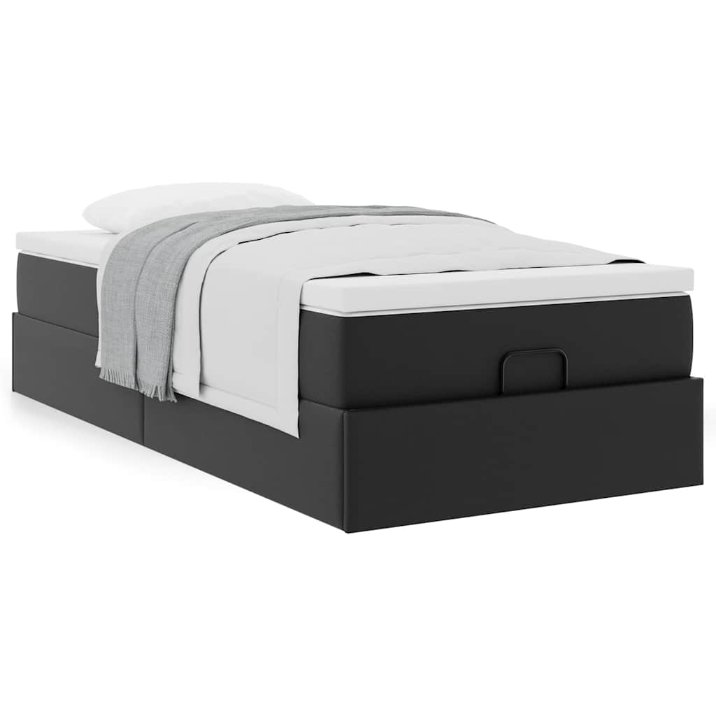 vidaXL Ottoman-Bett mit Matratze Schwarz 90x200 cm Kunstleder