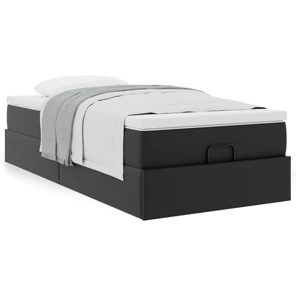 vidaXL Ottoman-Bett mit Matratze Schwarz 90x200 cm Kunstleder
