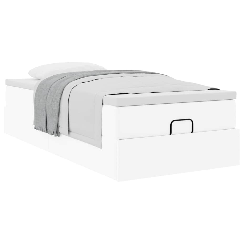 vidaXL Ottoman-Bett mit Matratze Weiß 90x200 cm Kunstleder