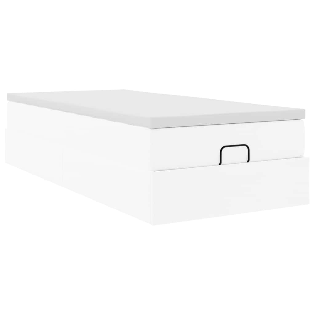 vidaXL Ottoman-Bett mit Matratze Weiß 90x200 cm Kunstleder