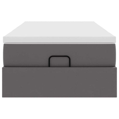 Ottoman-Bett mit Matratze Grau 90x200 cm Kunstleder