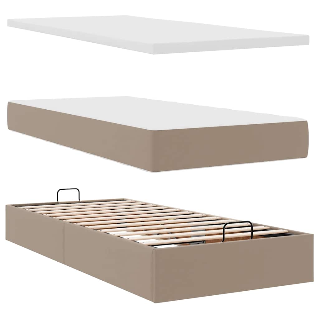 vidaXL Ottoman-Bett mit Matratze Cappuccino-Braun 90x200 cm Kunstleder