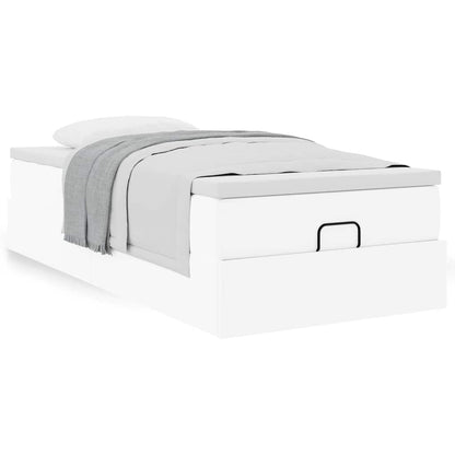 vidaXL Ottoman-Bett mit Matratze Weiß 100x200 cm Kunstleder