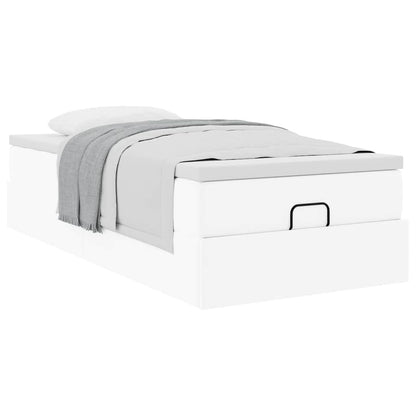 vidaXL Ottoman-Bett mit Matratze Weiß 100x200 cm Kunstleder