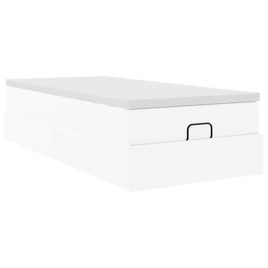 vidaXL Ottoman-Bett mit Matratze Weiß 100x200 cm Kunstleder