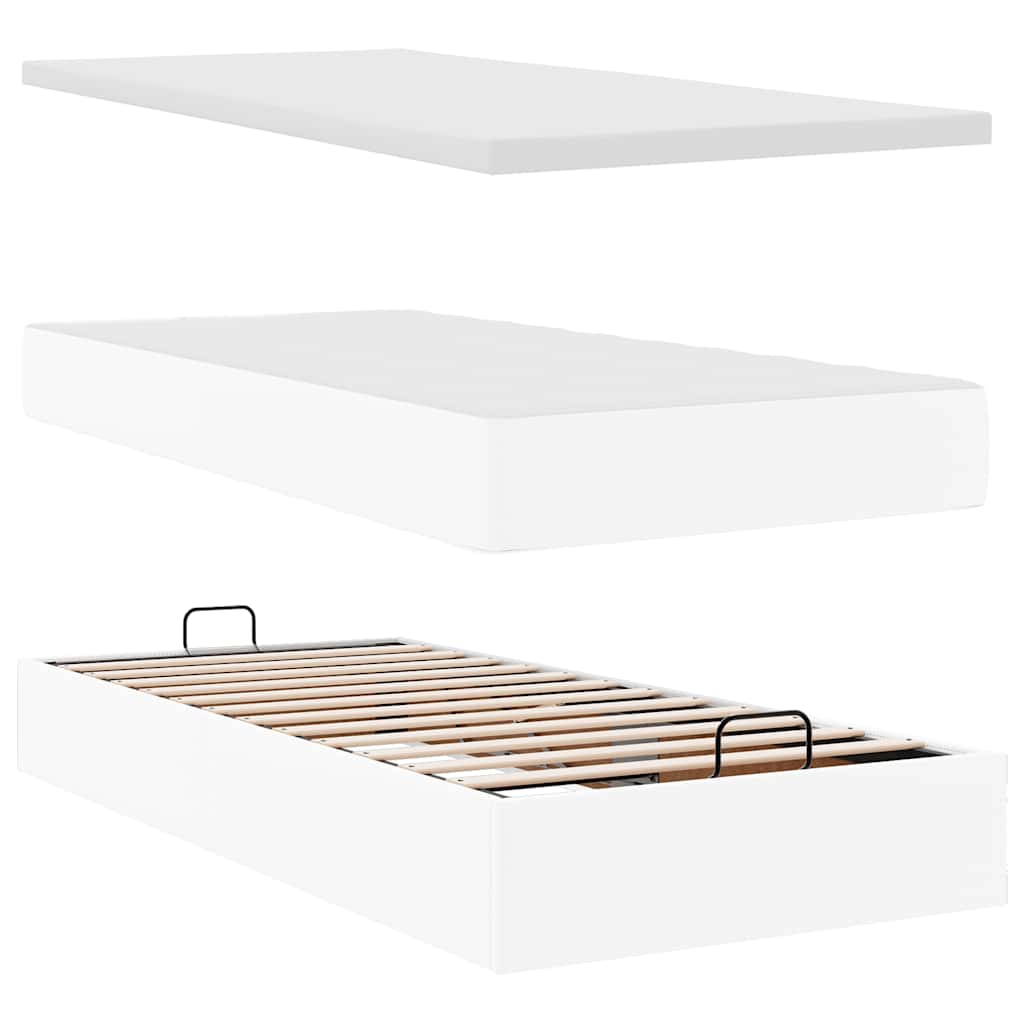 vidaXL Ottoman-Bett mit Matratze Weiß 100x200 cm Kunstleder