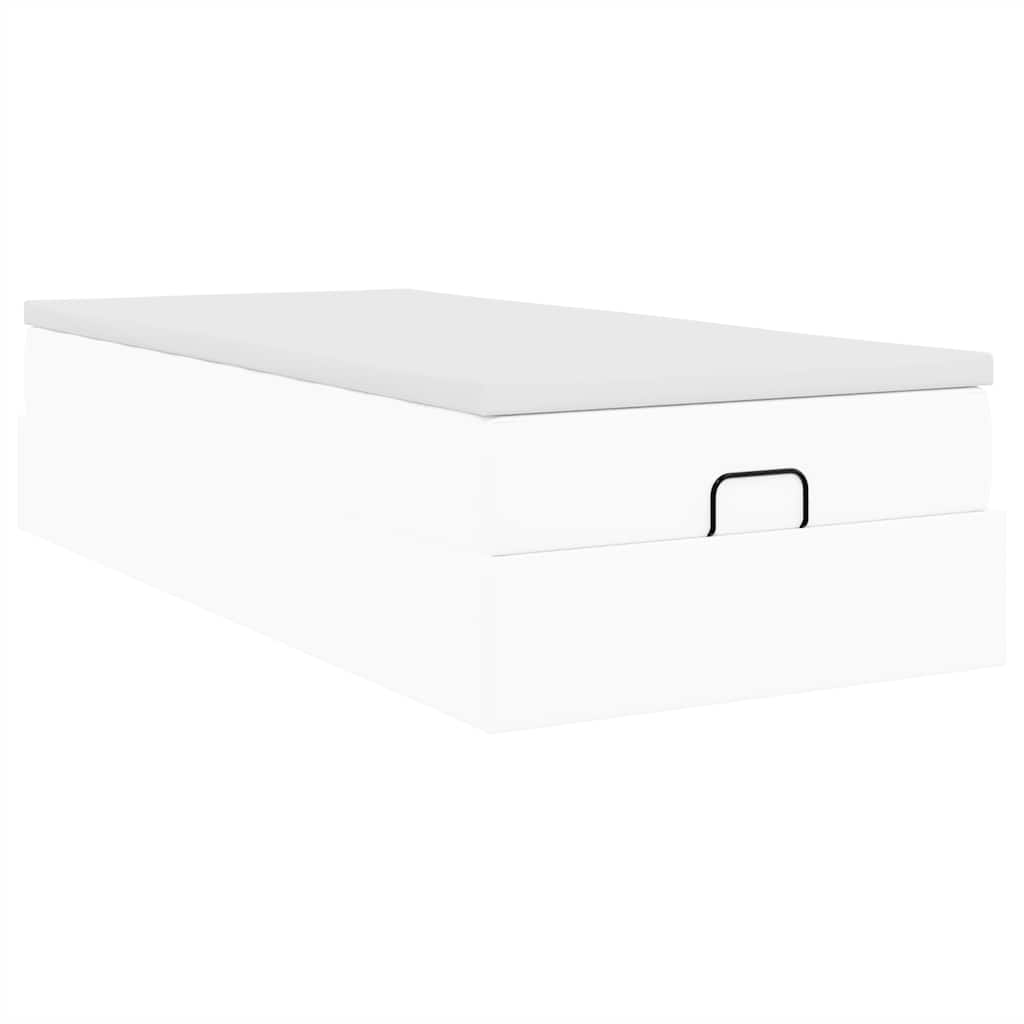 vidaXL Ottoman-Bett mit Matratze Weiß 100x200 cm Kunstleder