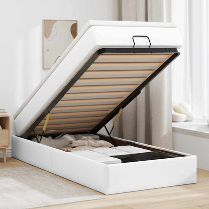 vidaXL Ottoman-Bett mit Matratze Weiß 100x200 cm Kunstleder