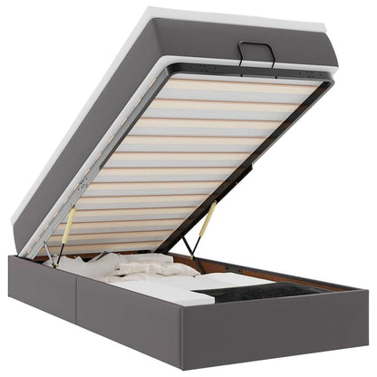 Ottoman-Bett mit Matratze Grau 100x200 cm Kunstleder