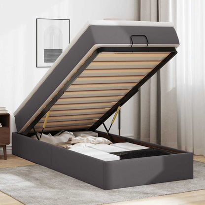 Ottoman-Bett mit Matratze Grau 100x200 cm Kunstleder