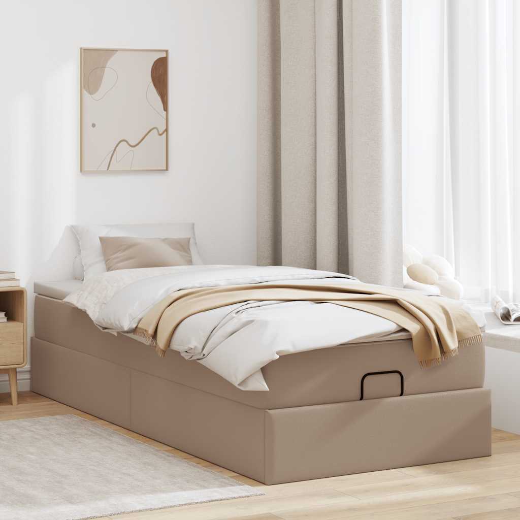vidaXL Ottoman-Bett mit Matratze Cappuccino-Braun 100x200cm Kunstleder