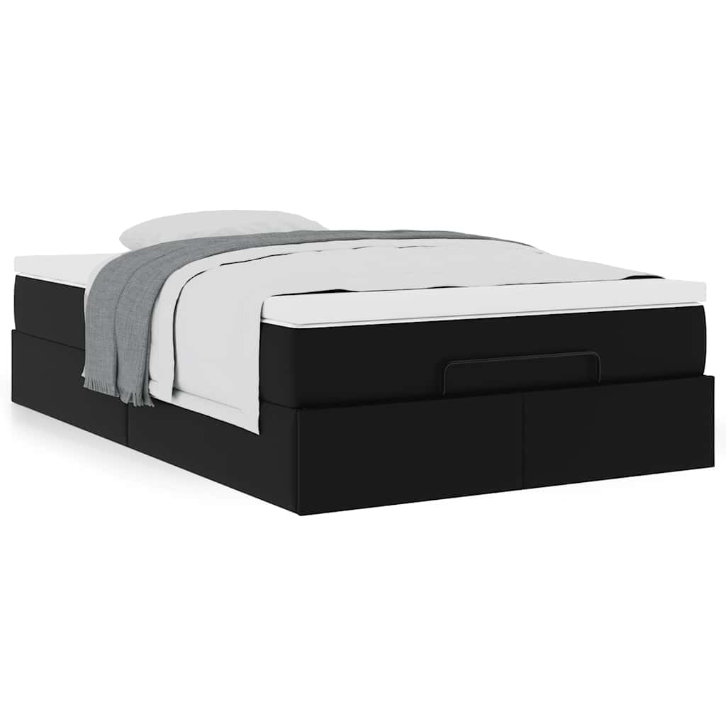 vidaXL Ottoman-Bett mit Matratze Schwarz 120x190 cm Kunstleder