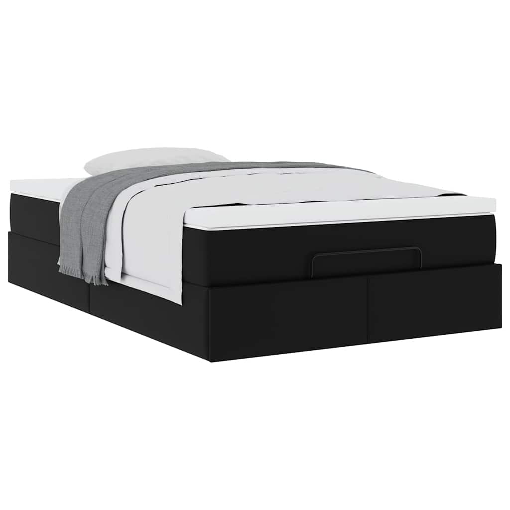 vidaXL Ottoman-Bett mit Matratze Schwarz 120x190 cm Kunstleder