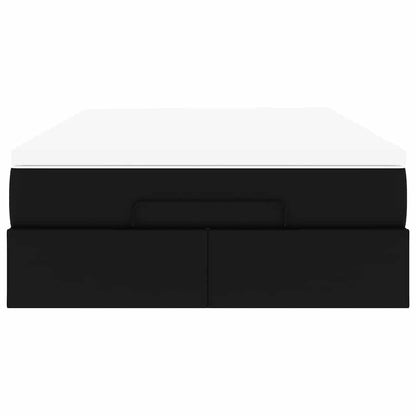 vidaXL Ottoman-Bett mit Matratze Schwarz 120x190 cm Kunstleder