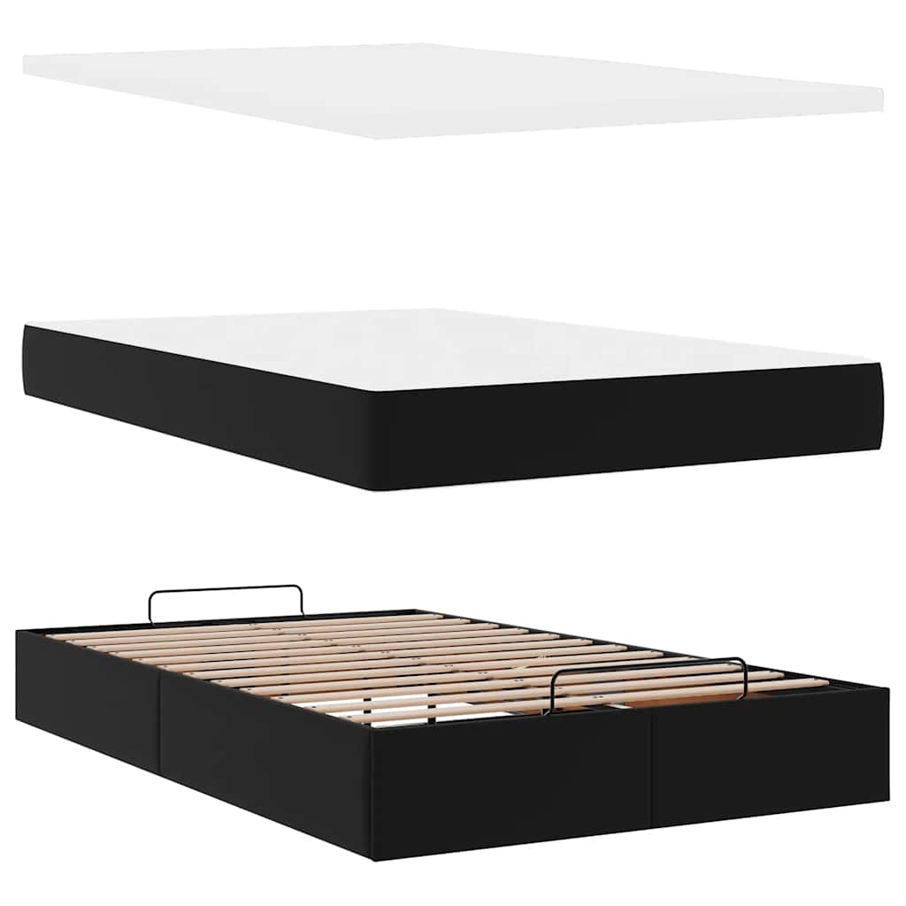 vidaXL Ottoman-Bett mit Matratze Schwarz 120x190 cm Kunstleder