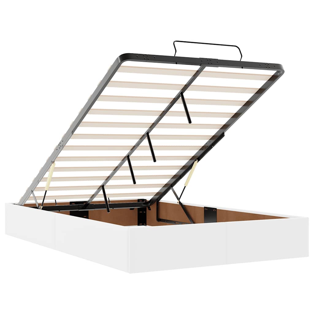 Ottoman-Bett mit Matratze Weiß 120x190 cm Kunstleder