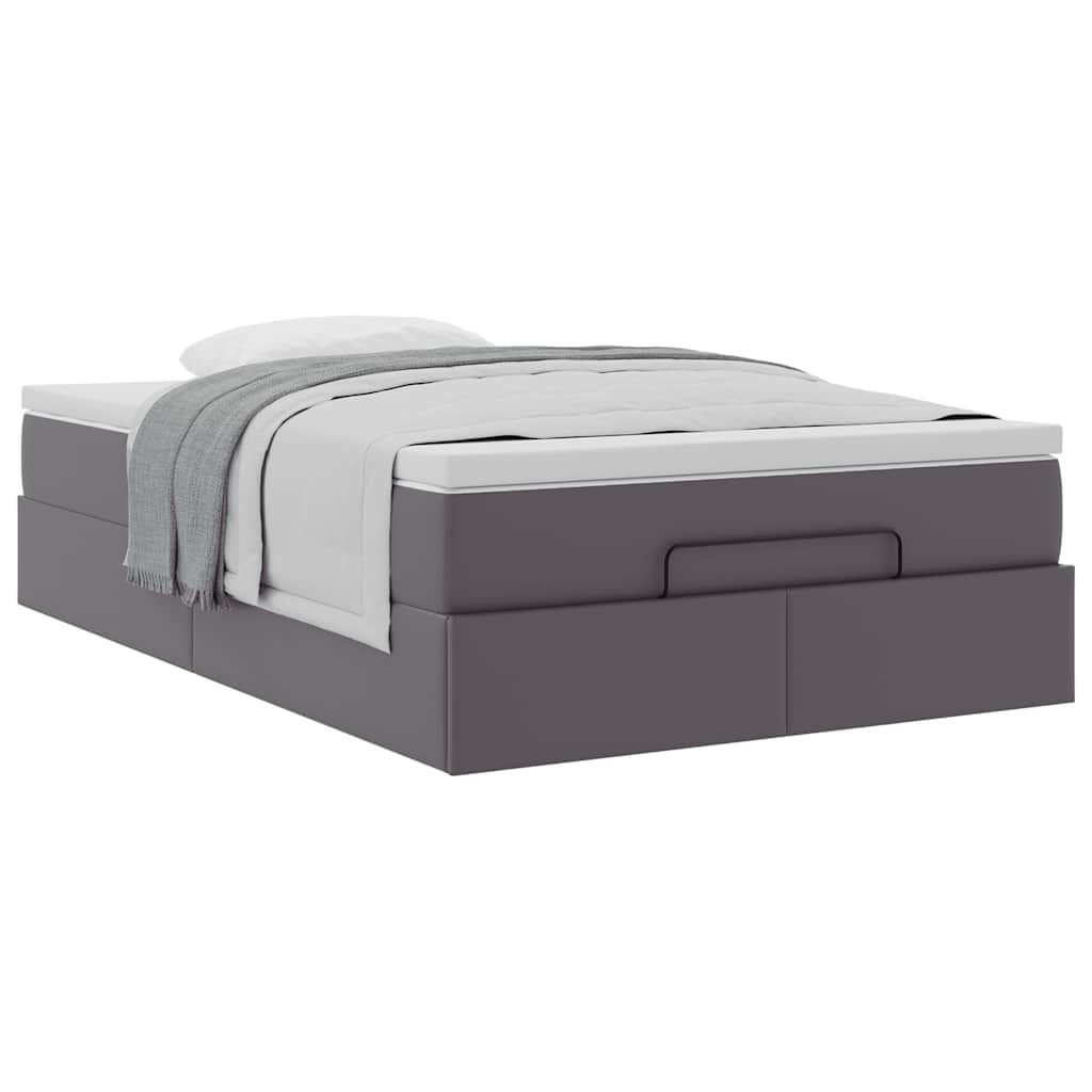 vidaXL Ottoman-Bett mit Matratze Grau 120x190 cm Kunstleder