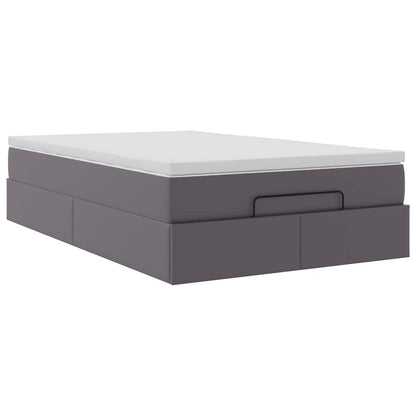 vidaXL Ottoman-Bett mit Matratze Grau 120x190 cm Kunstleder