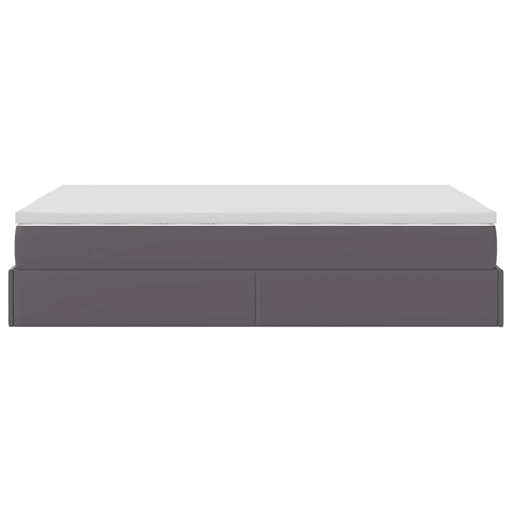 vidaXL Ottoman-Bett mit Matratze Grau 120x190 cm Kunstleder